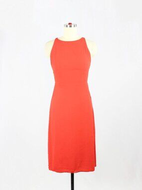 Aritzia WILFRED Creneau Red Crepe Open Back Midi Halter Dress, Size 2